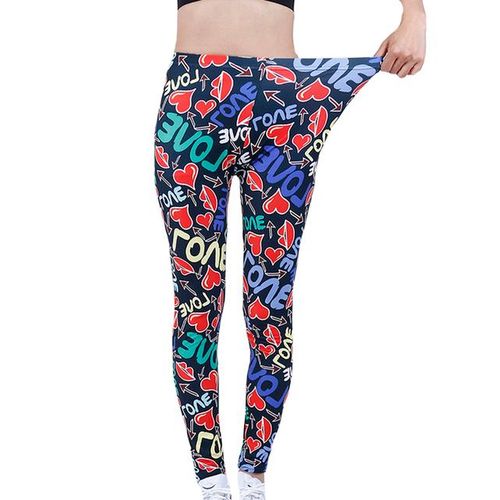 Generic Cuhakci Women Pants Summer Colorful Love Printing Leggings