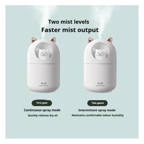 product_image_name-Generic-300ml Cute Cat Green Portable USB Humidifier with Ambient RGB Light, Ultra Quiet Cool Mist, Rechargeable Indoor Air Moisturizer for Better Sleep and Dry Skin Relief in Bedroom, Office, Yoga, Indoor Spaces--Perfect Gift for Wife ,GF in Dry Season-4