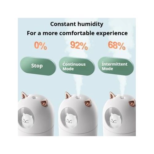 product_image_name-Generic-300ml Cute Cat Green Portable USB Humidifier with Ambient RGB Light, Ultra Quiet Cool Mist, Rechargeable Indoor Air Moisturizer for Better Sleep and Dry Skin Relief in Bedroom, Office, Yoga, Indoor Spaces--Perfect Gift for Wife ,GF in Dry Season-5