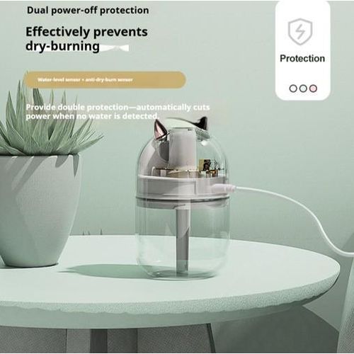 product_image_name-Generic-300ml Cute Cat Green Portable USB Humidifier with Ambient RGB Light, Ultra Quiet Cool Mist, Rechargeable Indoor Air Moisturizer for Better Sleep and Dry Skin Relief in Bedroom, Office, Yoga, Indoor Spaces--Perfect Gift for Wife ,GF in Dry Season-6