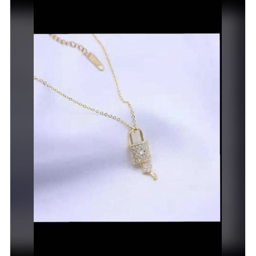 product_image_name-Fashion-Gold Iced Out Padlock Pendant With Chain-1