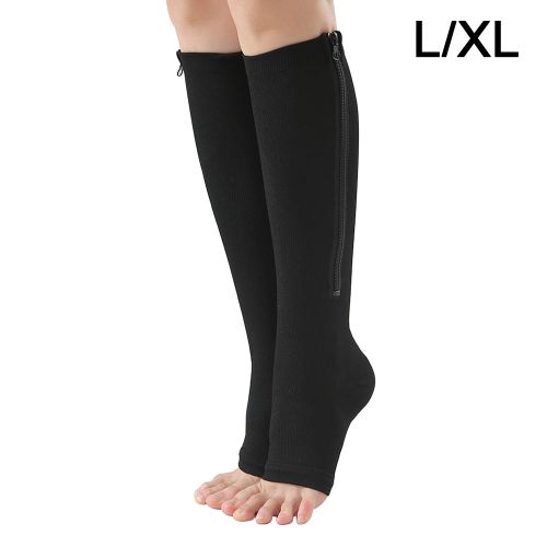 Fashion For Crew Zipper Compression Socks Leg Support Knee High