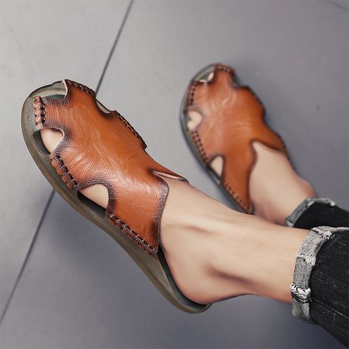 Fashion Half Shoes For Men Leather Shoes Men Slippers Casual Shoes