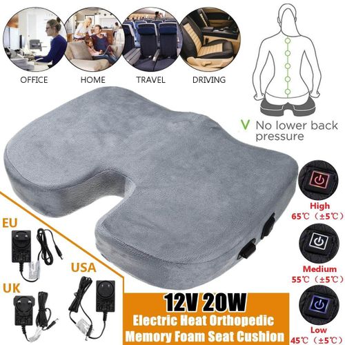 Generic 12V 20W Orthopedic Seat Memory Foam Cushion Lumbar Tail