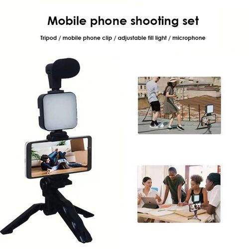 Generic New Vlogging Video Kit for IOS and Android with Phone Tripod Phone  Holder LED Light and Shotgun Microphone