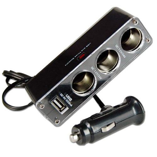Generic 3 WAY MULTI SOCKET CAR CIGARETTE LIGHTER SPLITTER USB PLUG