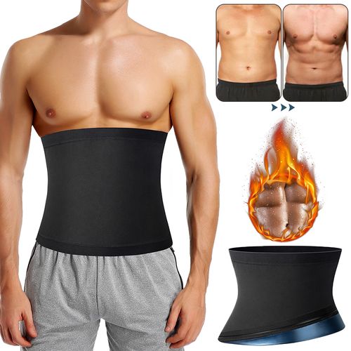 Generic Mens Abdomen Reducer Sauna Body Shaper Fitness Sweat Trimmer Belt  Waist Trainer Belly Slimming Shapewear Waist Trainer Corset We(#BH26-Blue)