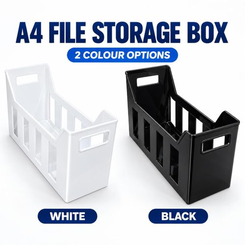 Generic A4 Plastic File Storage Box & Document Organizer With Carry Handles