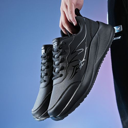 Comfort Walking Shoes Men's Black Sneakers EUR Size 39-48 Men's Track And  Field Golf Shoes Outdoor High Quality Athletics Sneakers All-match Trend  Casual Sport Shoes Male PU Leather Mesh Lace-up Jogging Shoes