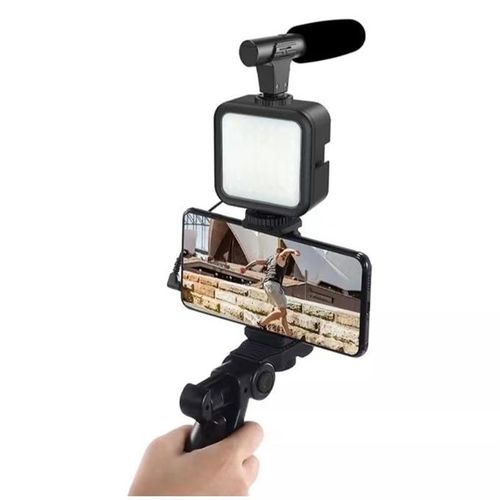 Generic New Vlogging Video Kit for IOS and Android with Phone Tripod Phone  Holder LED Light and Shotgun Microphone