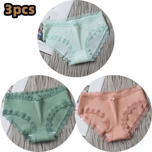 Generic 3PCS/lot Cotton Panties Women Comfortable Underwears Sexy  Middle_Waisted Underpants Female Lingerie Big Size Ladies Briefs(No.#13)