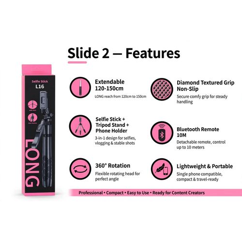 Generic L16 LONG Selfie Stick Tripod - image 3