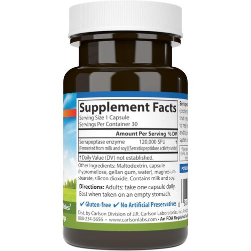 product_image_name-Car-Serrapeptase, 120000 SPUs - Delayed Release, Immune Support, Joint Function & Optimal Wellness, 30 Vegetarian Capsules-2