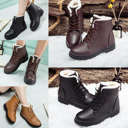 Generic Winter Women s Warm Martin Ankle Boots Combat Lace Up Casual Shoes Black 35 Jumia Nigeria