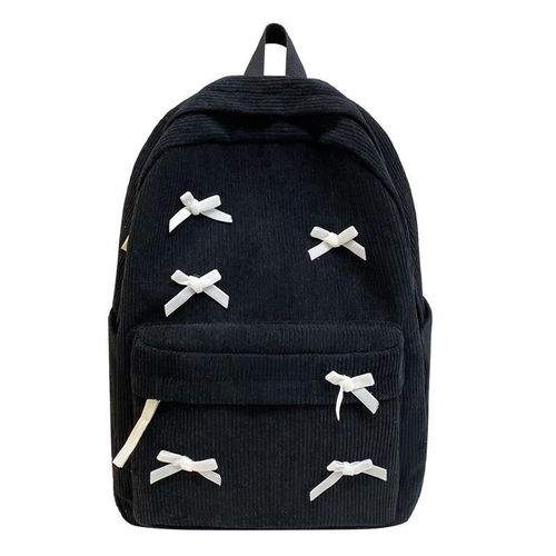 No Girls' backpack, school bag, suitable for high school students, decorated with bows