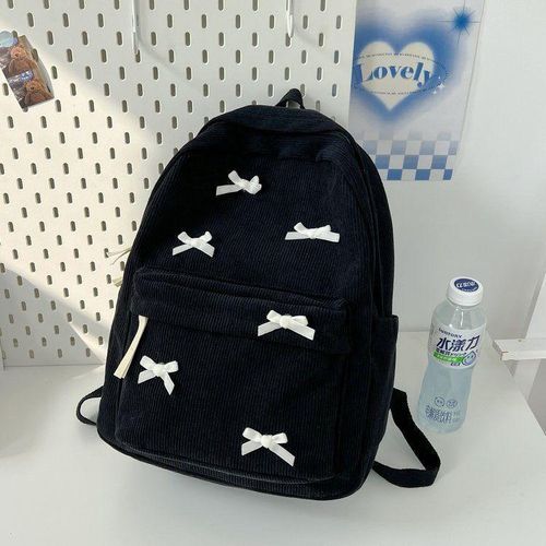No Girls' backpack, school bag, suitable for high school students, decorated with bows - image 2