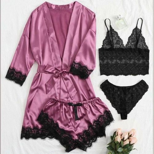 Ruffles Nightgowns Ladie Sexy Silk Satin Night Dress Nighties