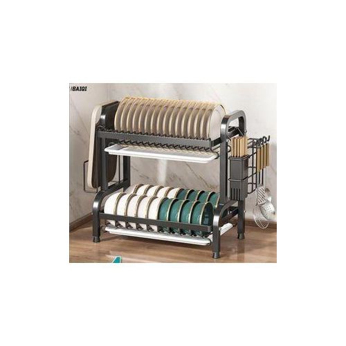 Generic Non Rusty Original 2 Layer Dish Rack- 16inches (black