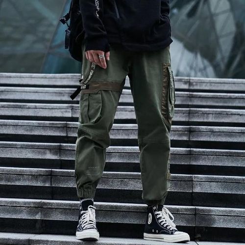 Men Hip Hop Pants Techwear Trousers Streetwear Cargo Baggy Trousers with  Pockets 