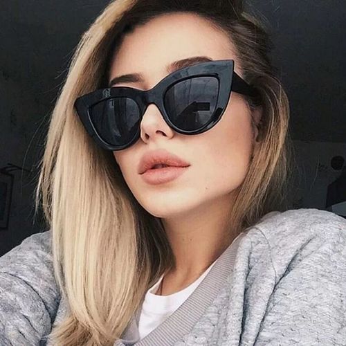 product_image_name-Fashion-Cat Eye Frame Sunglasses -Gloss Black-1