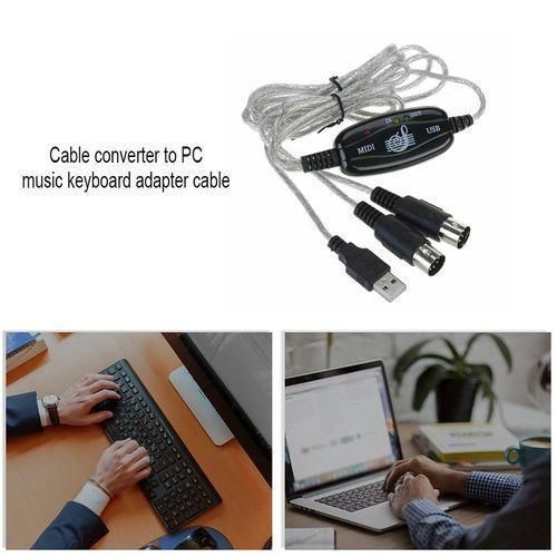 Generic USB IN-OUT MIDI Interface Cable Converter To PC Music Keyboard Adapter Cord PC Music Keyboard Adapter Cable Black - image 2