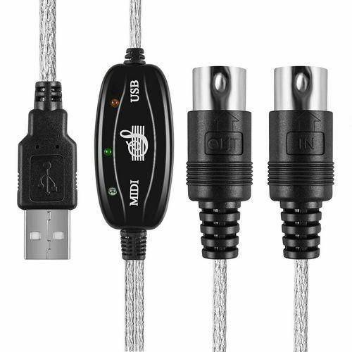 Generic USB IN-OUT MIDI Interface Cable Converter To PC Music Keyboard Adapter Cord PC Music Keyboard Adapter Cable Black - image 3