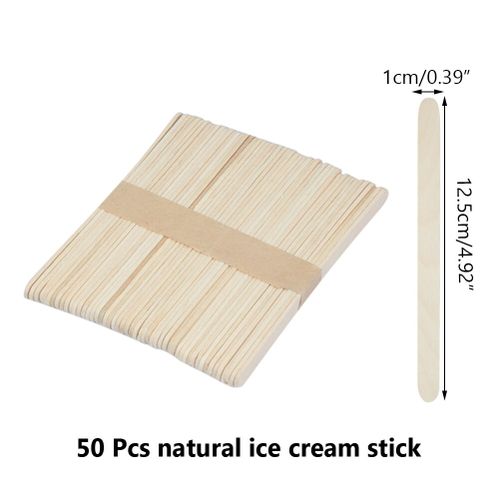 Popsicle Sticks 50Pcs Wooden Craft Ice Cream Stick Ice Lolly