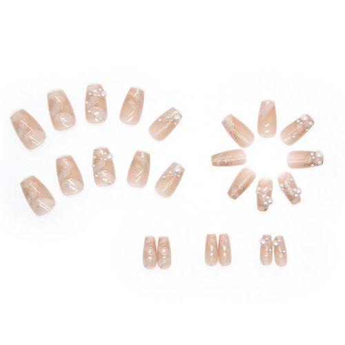product_image_name-Fashion-Elegant 3D Pearl False Nails Long and Short Nail Removable Press on Nails 24Pcs-6
