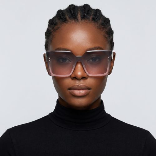 Fashion Women's Oversized Square Frameless Gradient Sunglasses UV400 - Pink - image 2