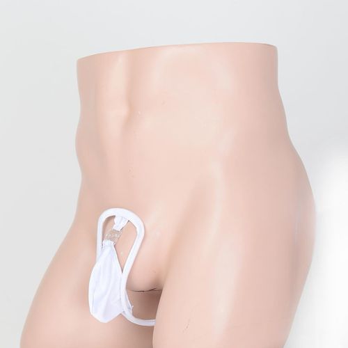 Generic Men's Invisible Pouch C-string Thong Underwear Briefs Panty White
