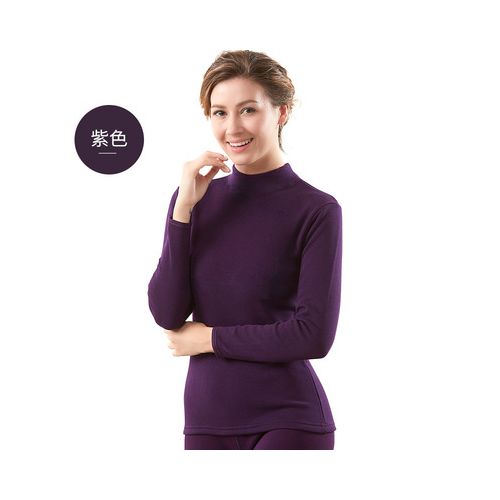 Fashion Thermal Wear For Men Long Johns Mens Cotton Thermal Underwear SUITS  Turtleneck-purple Women