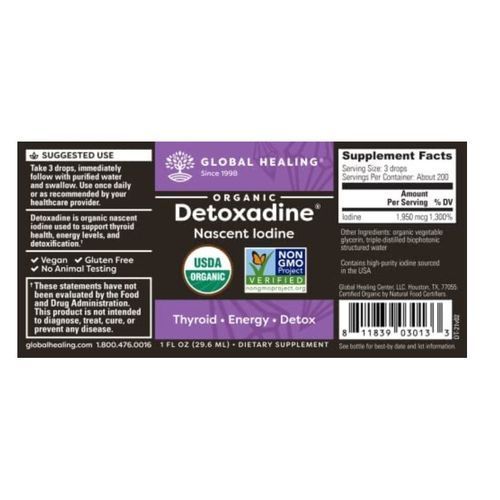 Global Healing Center Detoxadine Certified Organic Nascent Iodine