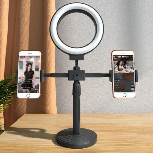 Ring Light Round Base Desktop Stand W/ Phone Clamp-GFW-RINGLIGHTDSKTP -  Gator Cases