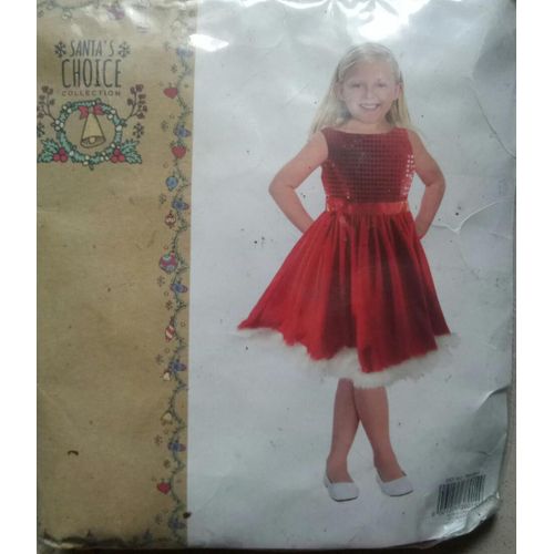 product_image_name-Santa-Red Christmas Dress Girls 4-6yrs Slim Only-1