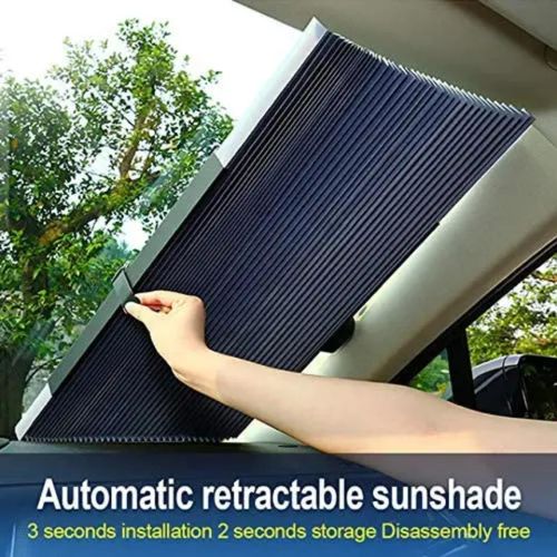 Generic 65Cm Auto Sunshade, Retractable Windshield Sun Shade, Quick Install Durable Breathable Mesh Cover, Suitable for UV Sun Protection - image 3