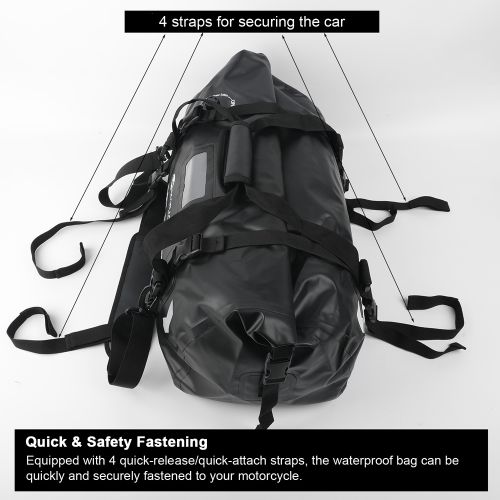 MARJAQE 50L Motorcycle Dry Bag Tail Luggage Bag PVC Waterproof Duffel Bag  for Motorcycling Camping Boating Fishing Kayaking