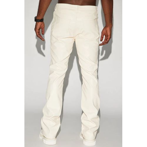 Khaki Pu Flared Pants, Pants