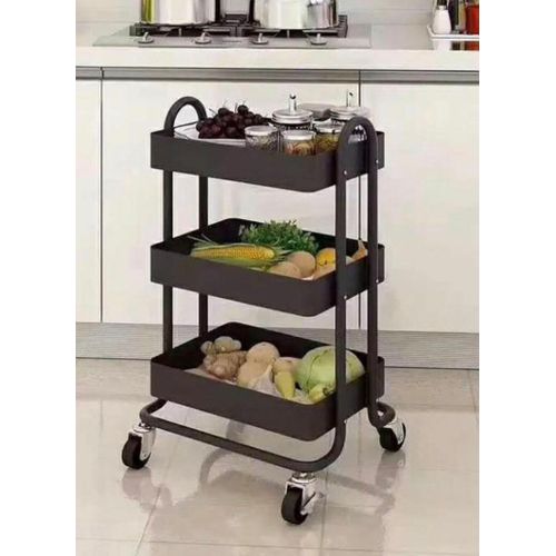product_image_name-Generic-3 Tier Chrome Fruit & Vegetable Trolley Rack With Wheels-1