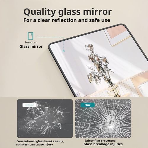 LASA Rectangle Full-Length Wall & Door Mounted Mirror Ink Black Alloy Frame - image 5