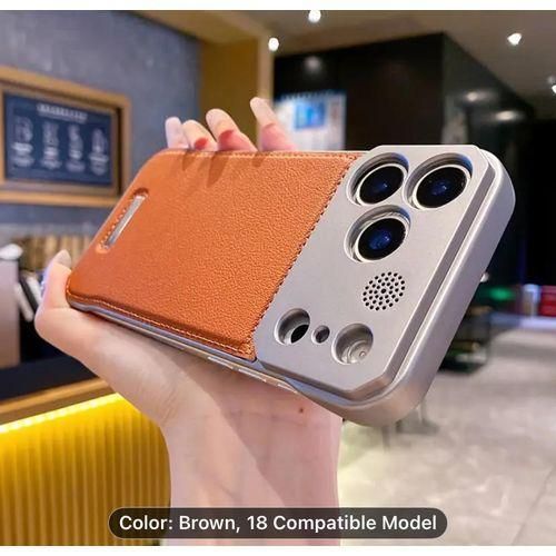 Pouch Premium leather metal bumper phone cover iPhone 17 pro max