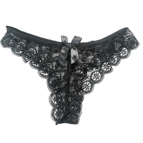 Sexy Lace Thong Women's Butterfly Low Waist Panties Transparent Underwear  Ladies Briefs Underwear Panties Women's Underwear 2 Pieces (white+black)