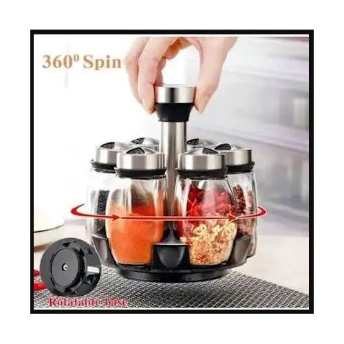 Generic 360 Degrees Rotating SPICES Rack With 6 Bottles