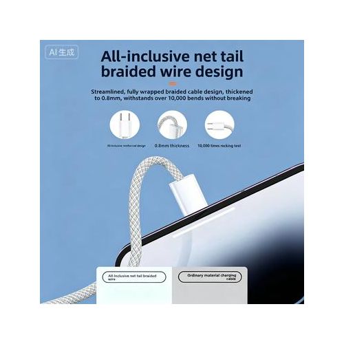 Generic PD60W Fast Charging Braided Cable for iPhone 15 Pro Max 16 Dual Type C USB Data Cord Apple Compatible - image 2