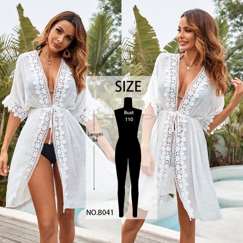 Buy Casual White Bikini Cover Up Long Sleeve Button Cutout