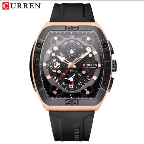 product_image_name-Curren-Men’s Quality Rubber Watch – Chronograph Style Dial, Luminous Glow, Bold Design, Adjustable Strap-2