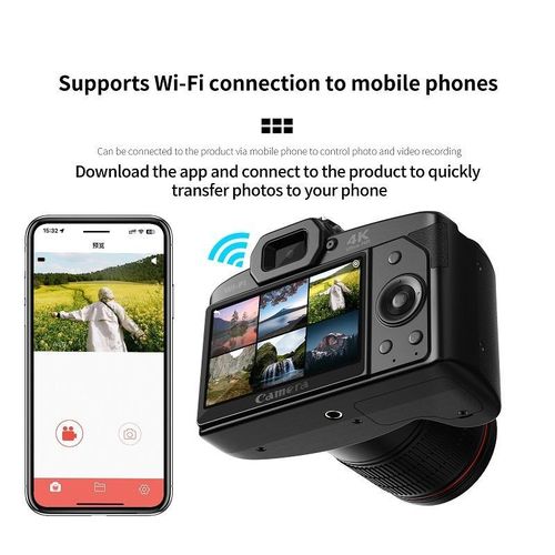 Generic Dual-camera Night Vision 64 Million Pixel High-definition WIFI Digital Camera Standard+Light+Lens+Mic+Bracket - image 4