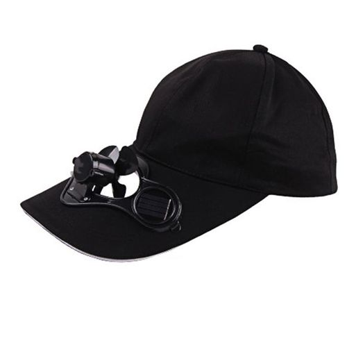 Fashion Hat Peaked Solar Powered Fan Unisex Summer Outdoor-Black