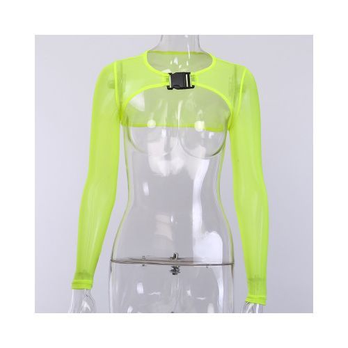mesh buckle crop top