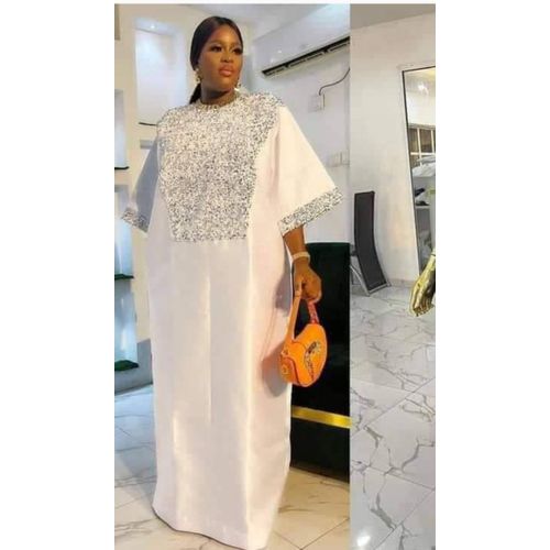 Fashion Candy Boubou Gown White With Sequins | Jumia Nigeria