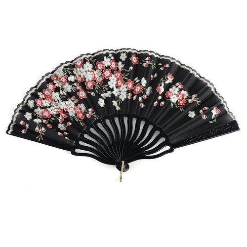 product_image_name-Generic-Folding Floral Fan with Tassel for Events, Photos And Decoration(Black)-1